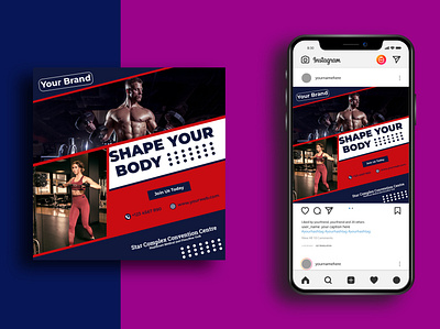 GYM Body Build Add Social Media Post Design Template abstract abstraction add banner add design banner branding and identity branding concept branding design business add designs flyer icon design instagram post post post design facebook post template poster poster design social social media