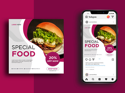 Food Promotion Social Media Post Design Template