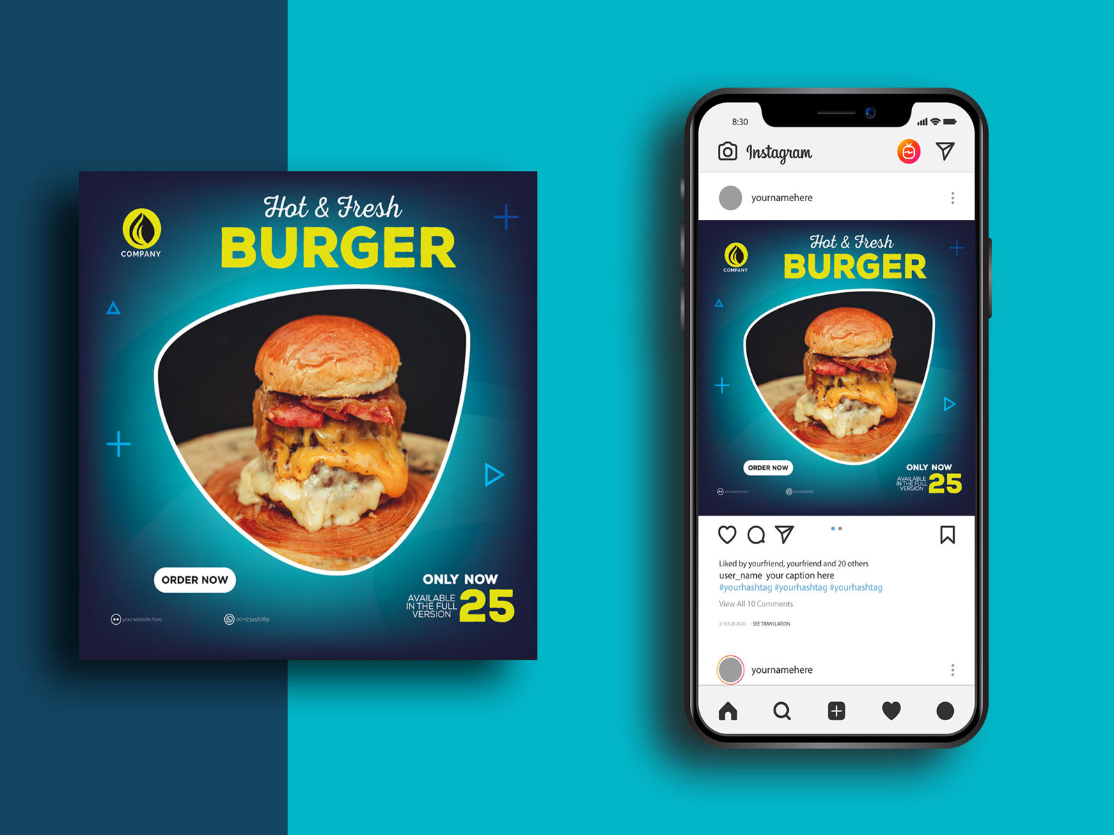 Food Promotion Social Media Post Design Template by DesignNox on Dribbble