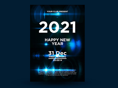 Happy New Year 2021 Party Poster Design Template