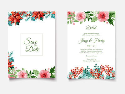 wedding invitation or greeting card set birthday card card card design card template circle floral design idea design template floral frame graphic design invitation card invitation greeting card party card poster watercolor wedding card wwatercolor floral