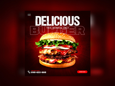 Delicious Burger Social Media Posts Design