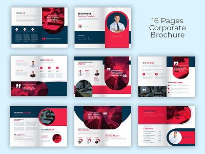 16 Pages Corporate Brochure Template abstract bnner design branding and identity branding concept branding design brochure design company corporate design design flyer design graphic design illustration instagram post logo poster design