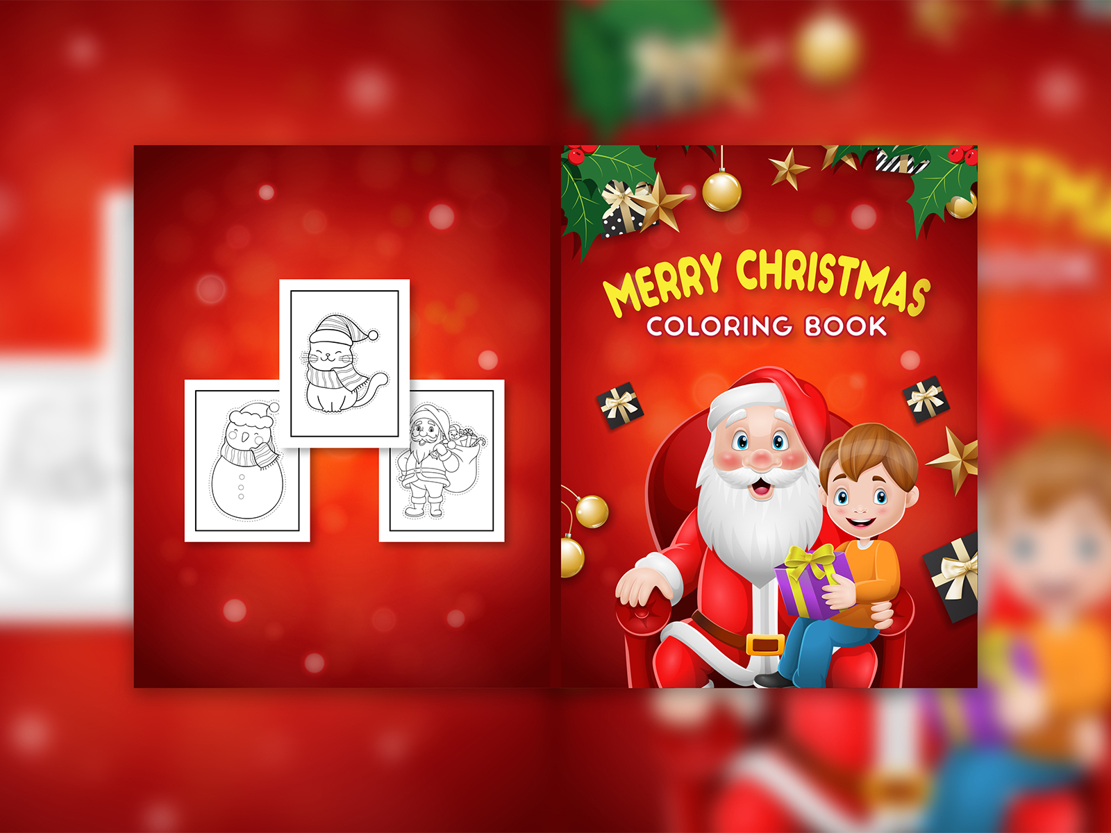 Merry Christmas Amazon KDP Coloring Book Cover Design by DesignNox on ...