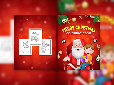 Merry Christmas Amazon KDP Coloring Book Cover Design