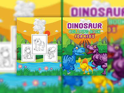 Dinosaur Amazon KDP Coloring Book Cover Design