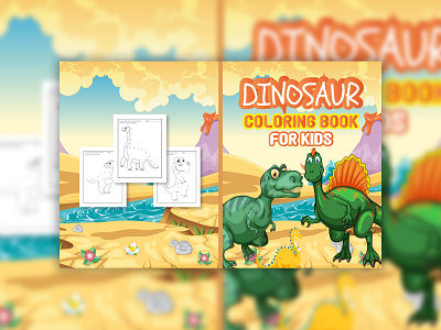 Dinosaur Amazon KDP Coloring Book Cover Design