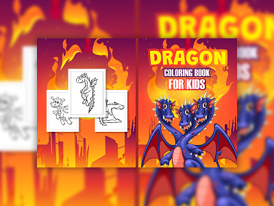 Dragon Amazon KDP Coloring Book Cover Design