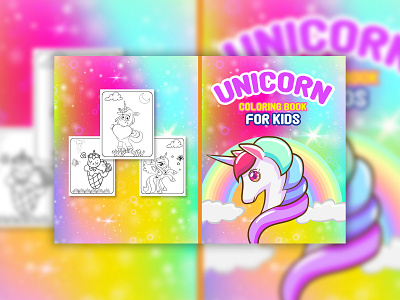 Unicorn Amazon KDP Coloring Book Cover Design