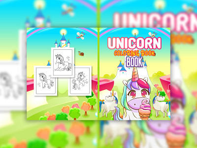 Unicorn Amazon KDP Coloring Book Cover Design