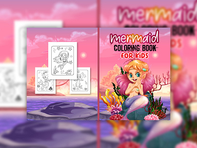 Mermaid Amazon KDP Coloring Book Cover Design amazon book cover amazon cover amazon cover deisgn banner design book cover design graphic design kdp cover design mermaid banner mermaid cover design mermaid design mermaid vector