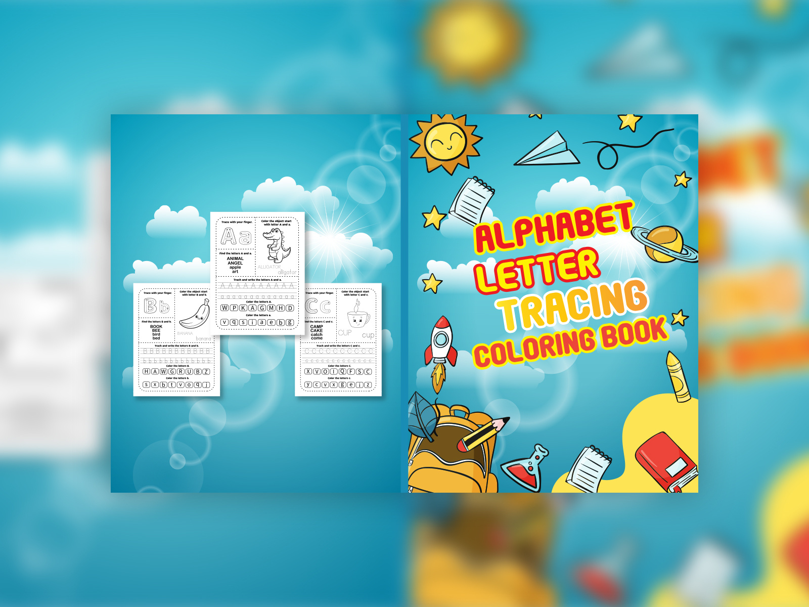 Alphabet Letter Tracing Amazon KDP Coloring Book Cover Design by