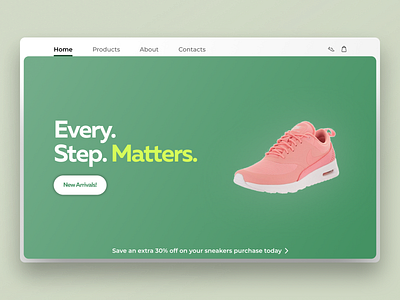 Ever Step Matters | Sneakers Store Design green landing page pink shoes shop design sneakers store design ui uiux design ux web design website design