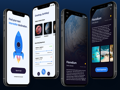 Space Travel App app design ui