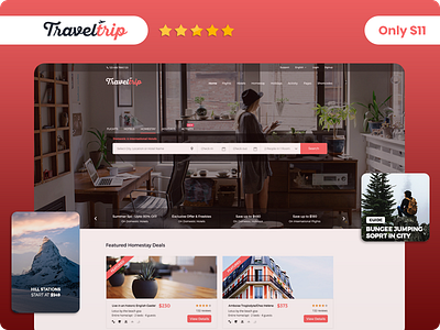 TravelTrip - Travel, Tour, Flight & Hotel Booking PSD Template booking design flights holidays homestay hotel hotel booking online booking travel ui