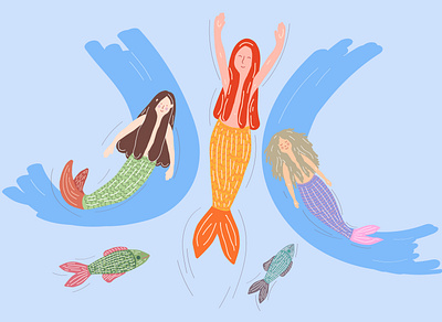 Mermaids design fish illustration mermaid mermaids ocean sea underwater vector