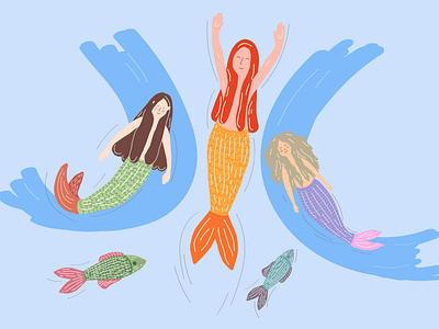 Mermaids design fish illustration mermaid mermaids ocean sea underwater vector
