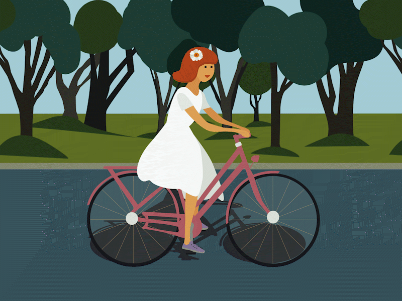 The Girl On A Bike animation design illustration motion vector