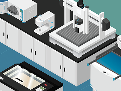 Medical Maker Space illustration isometric vector