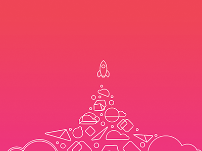 Blastoff! geometric pink rocket shapes