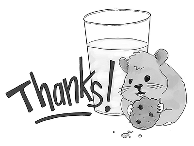 Hamster Thanks! black and white cookie drawing hamster illustration milk sketchy thanks