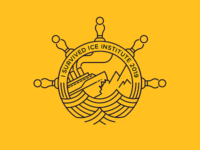 Shipwreck! badge emblem iceberg line art lineart nautical outline art ship waves yellow