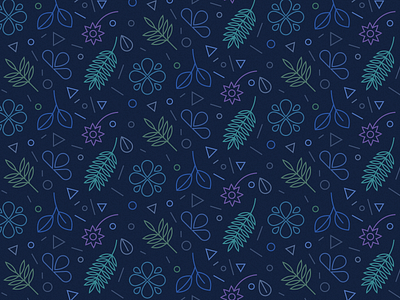 Daily Pattern - 11 24 19 blue dark dark blue figma foilage leaf leaves line art pattern pink plant plants purple teal tiles
