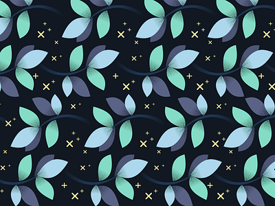 Daily Pattern - 12 04 19 blue flower flower pattern leaves pattern plus teal tile vine