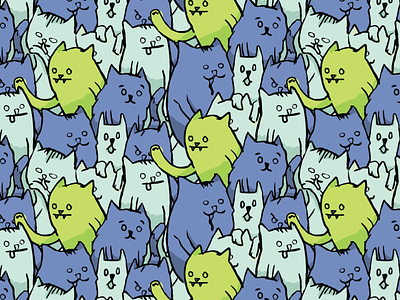 Daily Pattern - 12 08 19 blue cat pattern cats pattern teal tile