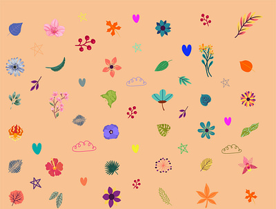 Flowery Pattern flower illustration leaves nature pattern art patterns scattered objects