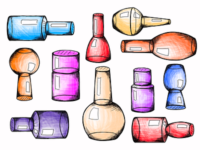 color nail polish beauty colorful cosmetics design drawing fashion illustration jar manicure nail polish sketch