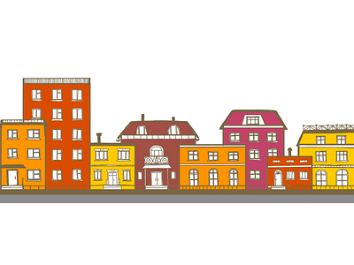 colorful old houses architecture buildings city drawing facade houses illustration sketch structures vintage