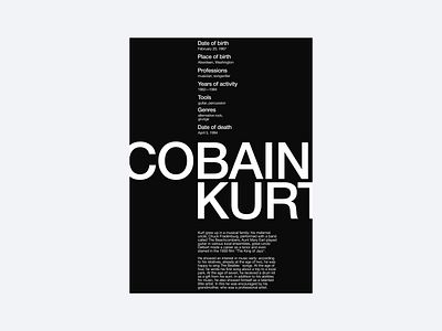 Poster in Swiss typography/Постер в швейцарской типографике dave grohl design krist novoselic kurt cobain nirvana poster swiss typography typography ui