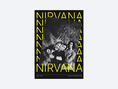 Poster in brutalism Nirvana/Постер в брутализме Нирвана brutalism dave grohl design krist novoselic kurt cobain nirvana poster swiss typography typography ui