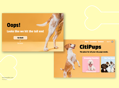 CitiPups 404 404 error 404 page daily ui dailyui dailyui008 dailyuichallenge dogs ui uiux ux web design website design