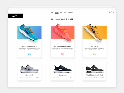 Nike clean concept design flat nike shoe simple ui ux