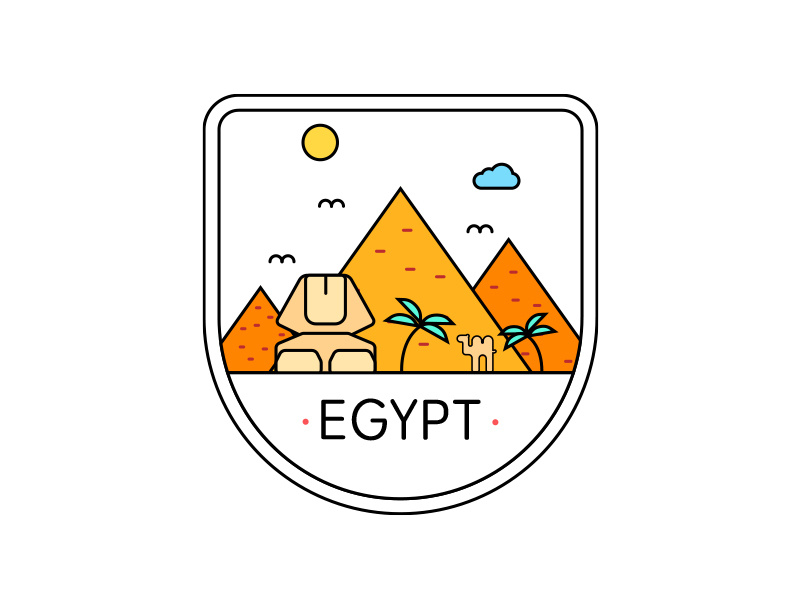 Egypt Badge badge egypt pyramid sphinx camel city icon line art