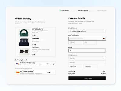 Daily UI 002 | Credit Card Checkout branding checkout concept dailyui fashion app figma graphic design hire me minimal product design ui uiux user interface web app