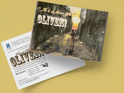 Lionel Bart's Oliver! advertising advertising community community theater event promotion pop culture postcard design