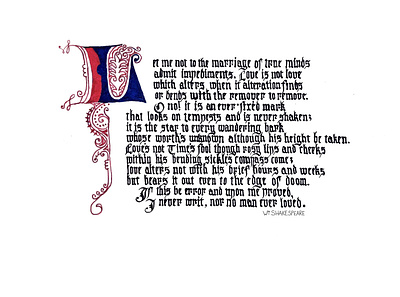 Sonnet 116 calligraphy illumination romantic