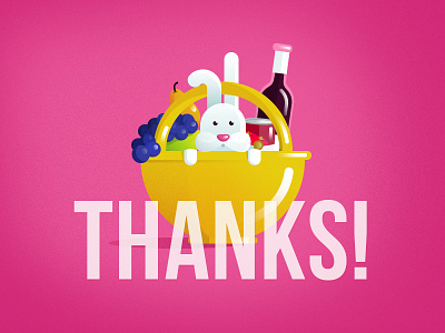 Thank you basket bunny gift gift basket invitation pink rabbit thank you thanks thanks for invite
