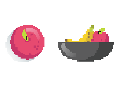 Accidental 8-Bit 8 bit apple banana fruit bowl illustration video game