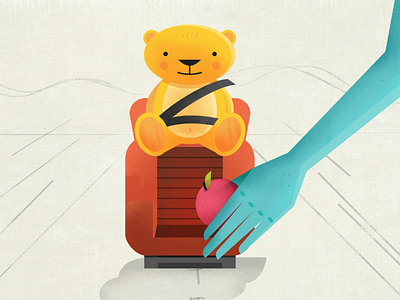 Buckle Up Bear animation apple arm bear car chair hand illustration road seatbelt