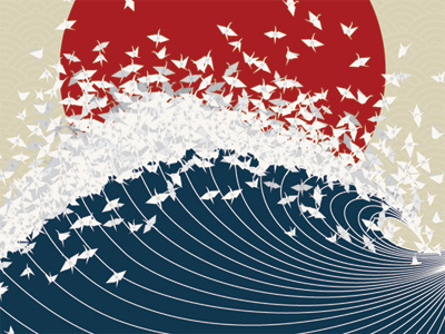 Project Senbazuru earthquake help illustration japan poster tsunami