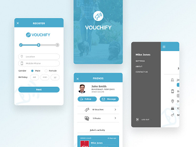 Vouchify - Mobile App app drawer menu login mobile mobile menu recommendation splash screen ui vouch