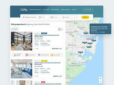 Short term rental booking platform booking platform calendar checkout desktop map property property details rental search