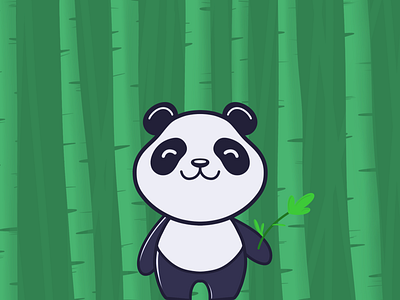 Panda animals art bamboo cute forest green illustration ipad pro panda procreate trees vector visual wallpaper