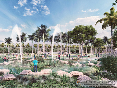 Kenneth Myers Park - Rendering 3d bertely exterior florida fountain giovanni lake mexico miami park rendering stormwater water
