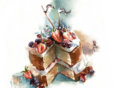 sweet series baking cake dessert food fruit holiday party watercolor