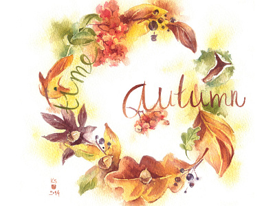 Autumn Leaves autumn leaves watercolor wreath